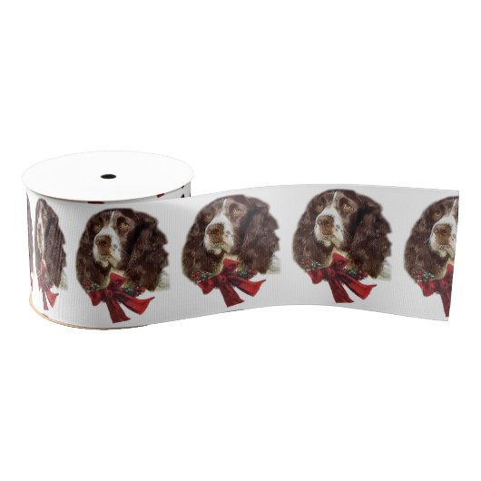 Engelse Springer Spaniel Kerstmis Grosgrain Lint (Spoel)