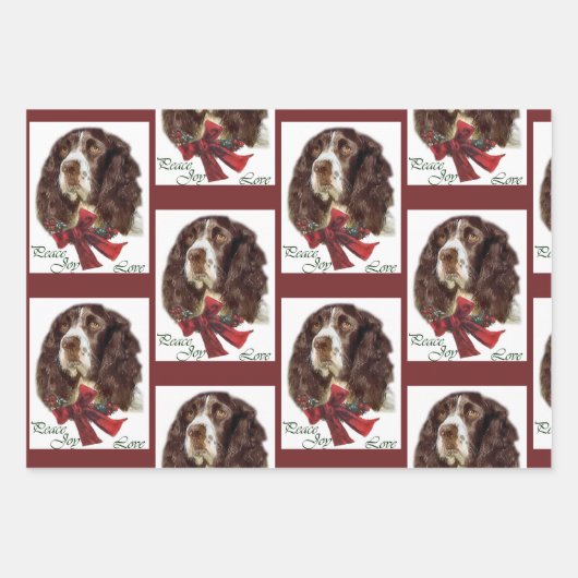 Engelse Springer Spaniel Kerstmis Inpakpapier Vel (Voorkant)