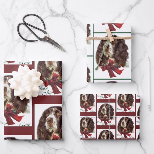 Engelse Springer Spaniel Kerstmis Inpakpapier Vel (Voorkant)