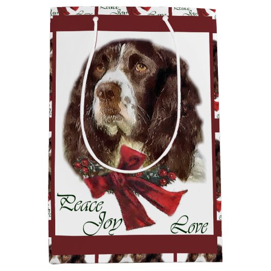 Engelse Springer Spaniel Kerstmis Medium Cadeauzakje (Voorkant)