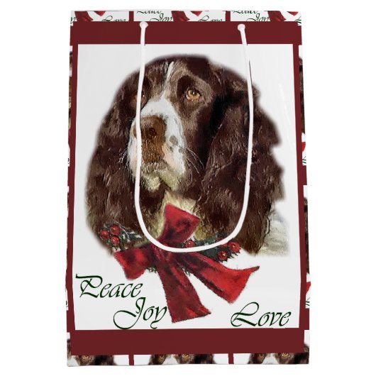 Engelse Springer Spaniel Kerstmis Medium Cadeauzakje (Achterkant)