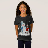 Engelse Springer Spaniel Kerstmis Sneeuwman Kerstm T-shirt (Voorkant volledig)