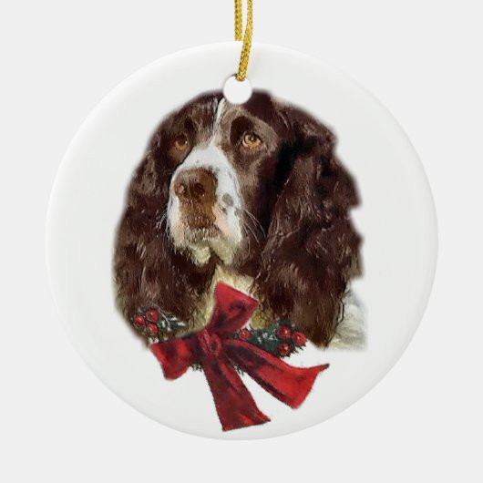 Engelse Springer Spaniel Kerstornamenten Keramisch Ornament (Voorkant)