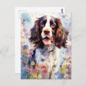 Engelse Springer Spaniel kleurrijke waterverf artw Briefkaart (Voorkant / Achterkant)