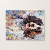 Engelse Springer Spaniel kleurrijke waterverf artw Legpuzzel (Horizontaal)
