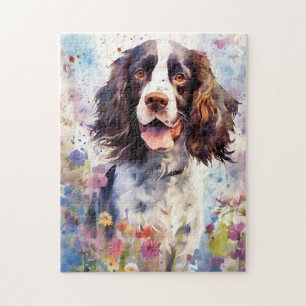 Engelse Springer Spaniel kleurrijke waterverf artw Legpuzzel