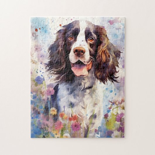Engelse Springer Spaniel kleurrijke waterverf artw Legpuzzel (Verticaal)