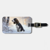 Engelse Springer Spaniel Laat het sneeuwen Kerstmi Bagagelabel (Voorkant horizontaal)