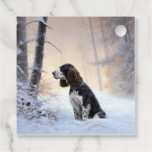 Engelse Springer Spaniel Laat het sneeuwen Kerstmi Bedankjes Labels (Achterkant)