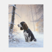 Engelse Springer Spaniel Laat het sneeuwen Kerstmi Fleece Deken (Voorkant)