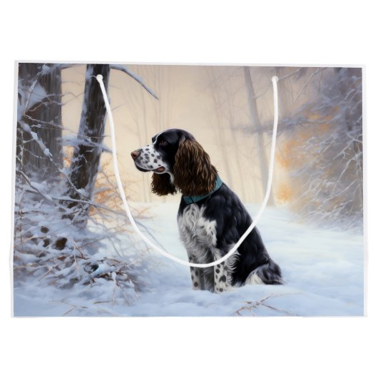 Engelse Springer Spaniel Laat het sneeuwen Kerstmi Groot Cadeauzakje (Achterkant)