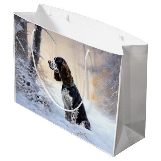 Engelse Springer Spaniel Laat het sneeuwen Kerstmi Groot Cadeauzakje (Achterkant Gekanteld)