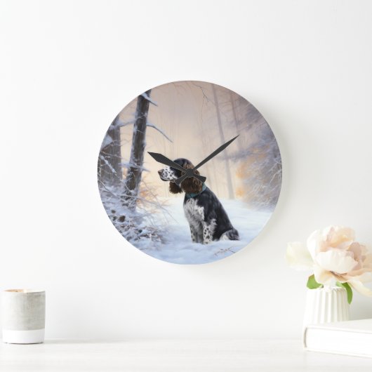 Engelse Springer Spaniel Laat het sneeuwen Kerstmi Grote Klok (Huis)