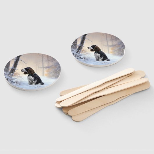 Engelse Springer Spaniel Laat het sneeuwen Kerstmi Handwaaier (Niet-gemonteerd)