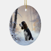 Engelse Springer Spaniel Laat het sneeuwen Kerstmi Keramisch Ornament (Rechts)