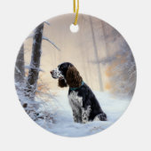 Engelse Springer Spaniel Laat het sneeuwen Kerstmi Keramisch Ornament (Voorkant)