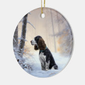 Engelse Springer Spaniel Laat het sneeuwen Kerstmi Keramisch Ornament (Links)