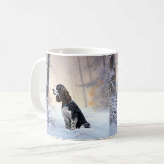 Engelse Springer Spaniel Laat het sneeuwen Kerstmi Koffiemok (Voorkant links)