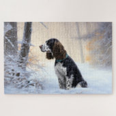 Engelse Springer Spaniel Laat het sneeuwen Kerstmi Legpuzzel (Horizontaal)