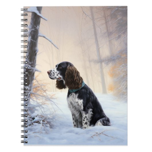 Engelse Springer Spaniel Laat het sneeuwen Kerstmi Notitieboek (Voorkant)