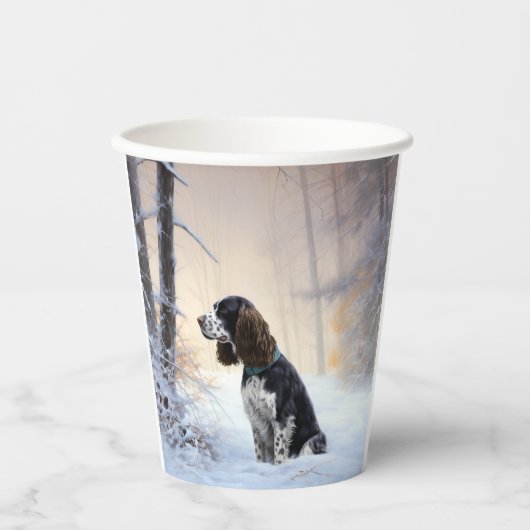 Engelse Springer Spaniel Laat het sneeuwen Kerstmi Papieren Bekers (Voorkant)