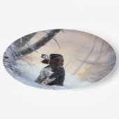 Engelse Springer Spaniel Laat het sneeuwen Kerstmi Papieren Bordje (Gekanteld)