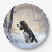 Engelse Springer Spaniel Laat het sneeuwen Kerstmi Papieren Bordje (Voorkant)