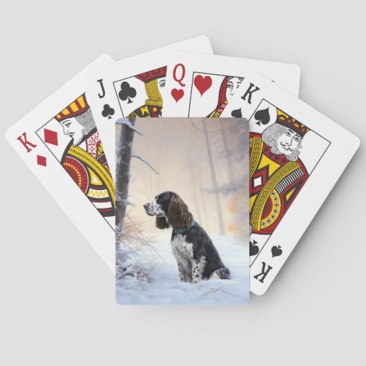 Engelse Springer Spaniel Laat het sneeuwen Kerstmi Pokerkaarten (Achterkant)