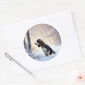 Engelse Springer Spaniel Laat het Sneeuwen Kerstmi Ronde Sticker (Envelop)