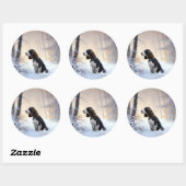 Engelse Springer Spaniel Laat het Sneeuwen Kerstmi Ronde Sticker (Vel)