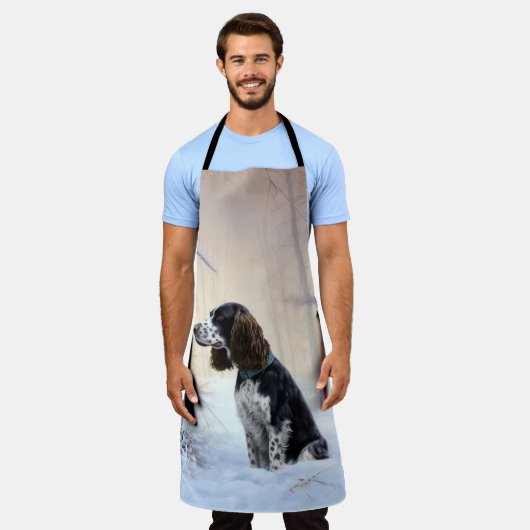 Engelse Springer Spaniel Laat het sneeuwen Kerstmi Schort (Gedragen)