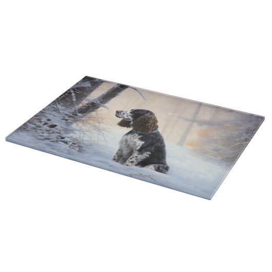 Engelse Springer Spaniel Laat het sneeuwen Kerstmi Snijplank (Hoek)