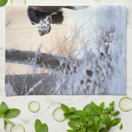 Engelse Springer Spaniel Laat het sneeuwen Kerstmi Theedoek (Gevouwen)