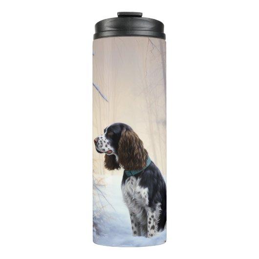 Engelse Springer Spaniel Laat het sneeuwen Kerstmi Thermosbeker (Voorkant)