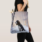 Engelse Springer Spaniel Laat het sneeuwen Kerstmi Tote Bag (Dichtbij)
