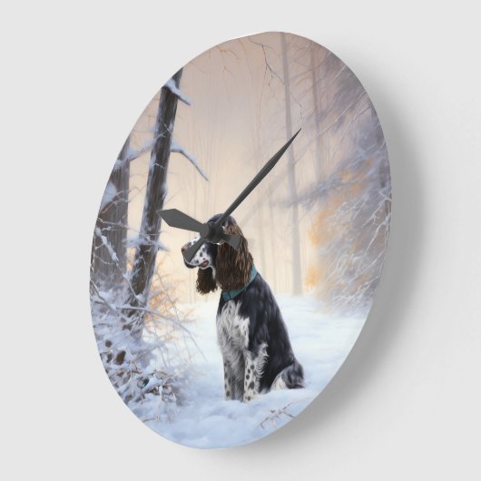 Engelse Springer Spaniel Let It Snow Kerstmis Grote Klok (Hoek)