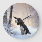 Engelse Springer Spaniel Let It Snow Kerstmis Grote Klok (Voorkant)