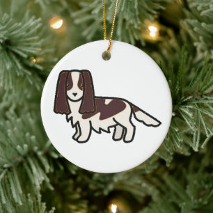 Engelse Springer Spaniel Lever en Witte cartoon Keramisch Ornament