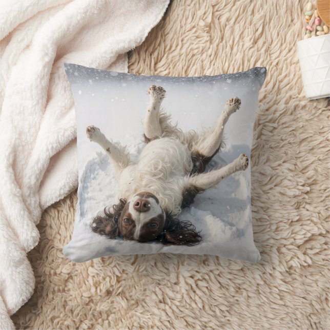 Engelse Springer Spaniel Maakt een Sneeuwengel Kussen (Deken)