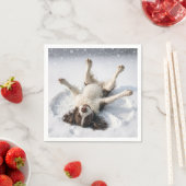 Engelse Springer Spaniel Maakt een Sneeuwengel Servet (Insitu)
