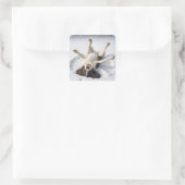 Engelse Springer Spaniel Maakt een Sneeuwengel Vierkante Sticker (Tas)