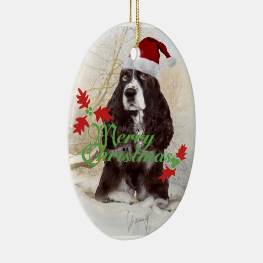 Engelse Springer Spaniel Merry Kerstmis Keramisch Ornament (Rechts)