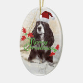 Engelse Springer Spaniel Merry Kerstmis Keramisch Ornament (Links)