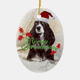 Engelse Springer Spaniel Merry Kerstmis Keramisch Ornament