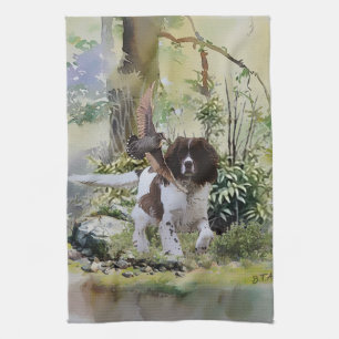 Engelse Springer Spaniel met Woodcock Theedoek