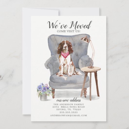 Engelse Springer Spaniel Moving Announement Aankondiging (Voorkant)