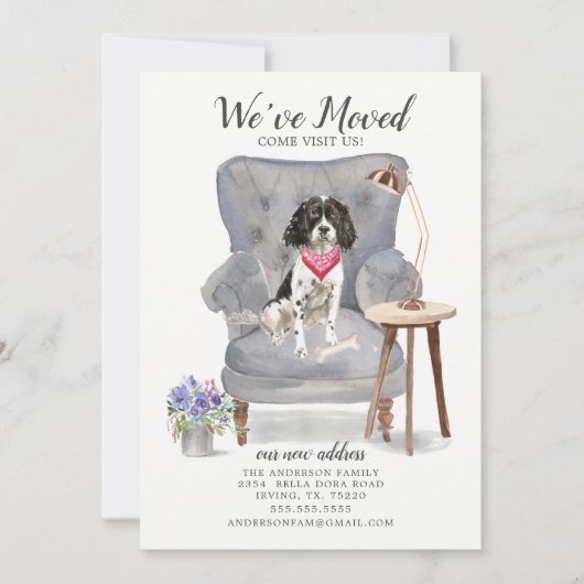 Engelse Springer Spaniel Moving Announement Aankondiging (Voorkant)