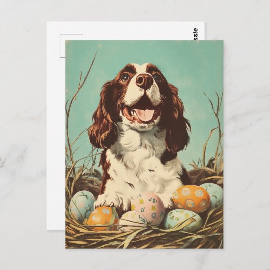 Engelse Springer Spaniel  Pasen Briefkaart (Voorkant / Achterkant)