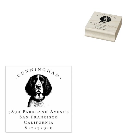 Engelse Springer Spaniel Pet Dog Retouradres Rubberstempel (Gestempeld)