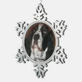 Engelse Springer Spaniel Pet Foto Tin Sneeuwvlok Ornament (Rechts)